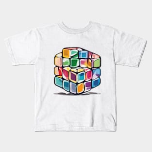 Rubic Cube Pastel shades Shadow Silhouette Anime Style Collection No. 387 Kids T-Shirt